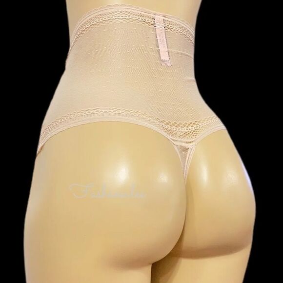 Victorias Secret Incredible Sexy Sheer Lace High Waist Thong Panty Champagne S - Picture 4 of 4